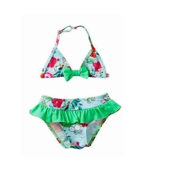 Floatimini Flower Floral Ruffle Two Piece Bikini Swimsuit NEW Tag Girls 5 5T $64 - Picture 1 of 3